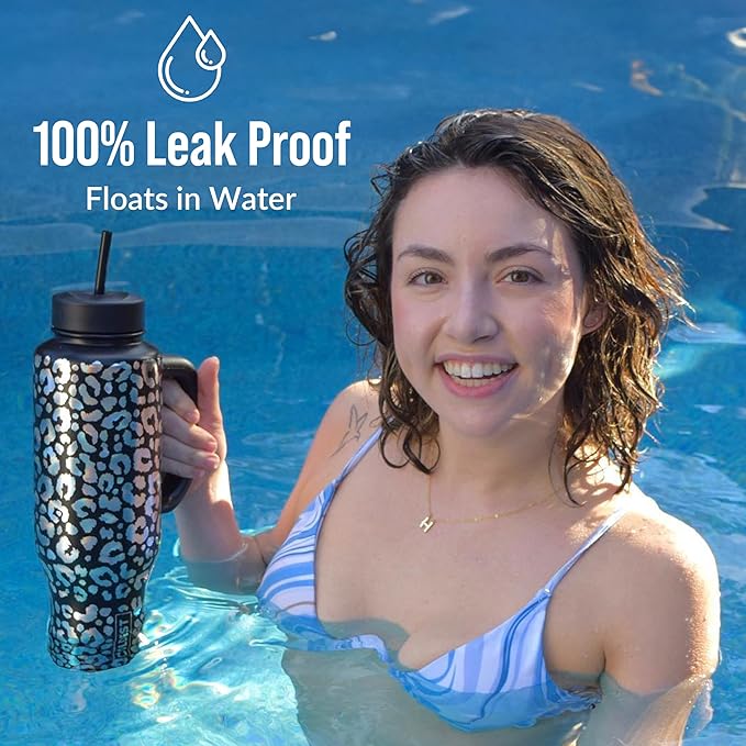 Coldest Tumbler with Handle and Straw Lid | 3 Lids Insulated Reusable Stainless Steel Water Bottle Travel Mug | Gifts for Women Him Her | Limitless Collection (46 oz, Pink Reflections)