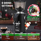 Huanyu Commercial Coffee Grinder - Touchscreen Control, 8 Grind Settings, 64mm Flat Burr, Dual Dosing Modes for Coffee Shops