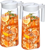 Amazing Abby - Slim - 2-Pack Tritan Pitcher (64 oz), Unbreakable Plastic Water Pitcher with Lid, BPA-Free, Heat-Resistant, Dishwasher-Safe, Great for Both Iced and Hot Drinks, White