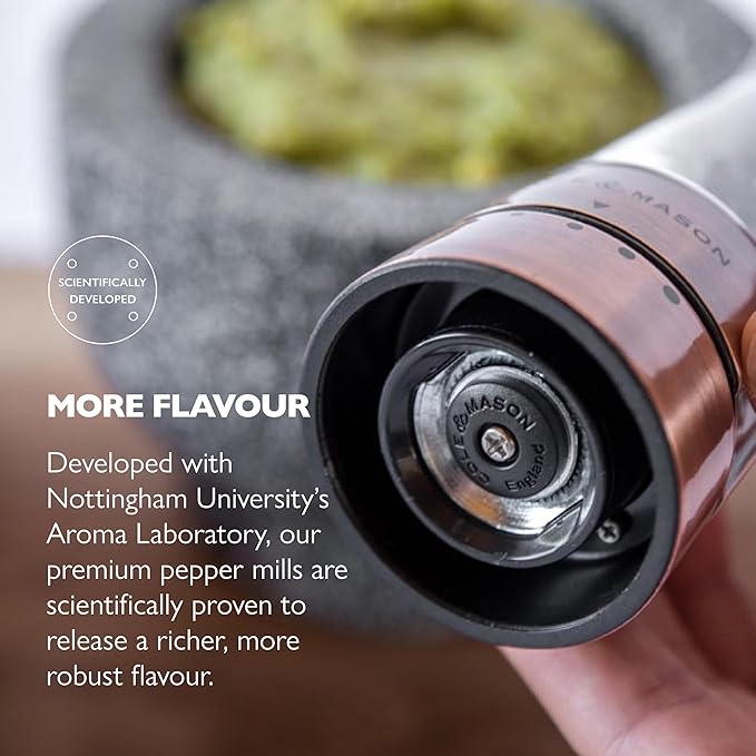 COLE & MASON Derwent Pepper Grinder - Copper Mill Includes Gourmet Precision Mechanism and Premium Peppercorns