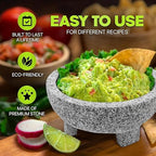 2 Sets Umien™ Granite Mortar and Pestle Set - 100% Granite - 3.5-Cups - 8-Inch – Avocado Tool Included – Natural Stone Molcajete for Spices, Pestos, & Guacamole (Grey) - Stone Grinder - Guacamole