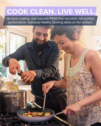 Nuwave Healthy G11-Pots and Pans Set Non Stick, 9H Near-Diamond Hardness Scratch-Resistant, Works on All Stovetops, PFAS Free, with Frying Pans, Saucepans & Glass Lids, Stay-Cool Handles, Lilac