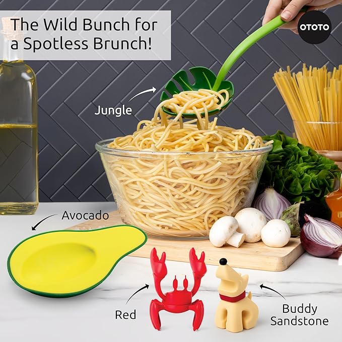 OTOTO Avocado Spoon Rest for Stove Top - Silicone Spoon Rest for Kitchen Counter, for Ladles, Tongs, Spatula Funny Cool Cute Kitchen Gifts Gadgets Accessories