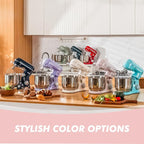 Kitchen in the Box Stand Mixer, 3.5 QT Small Kitchen Electric Stand Mixers, 10-Speed Portable Lightweight Dough Mixer for Daily Use with Egg Whisk, Dough Hook, Beater (Light Pink)