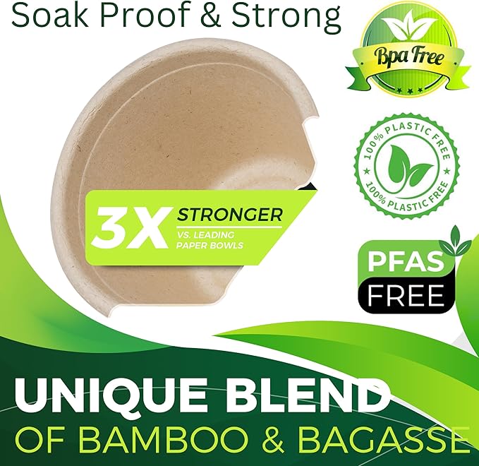 4oz Disposable Paper Bowls [100-Pack], Sturdy Small/Mini Paper Cups, Perfect for Dip Sauce, Tasting and Snacks, 100% Compostable Sample Cups