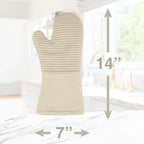 All-Clad Silicone Oven Mitts: Heat Resistant up to 500 Degrees - 100% Cotton & Silicone, 14"x7" Oven Mitt for Kitchen and Barbeque, 2-Pack, Almond