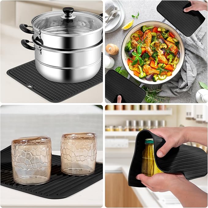 Silicone Trivet Mat Extra Large Heat Resistant Non-Slip Pot Holder Multi Purpose Kitchen Hot Pad for Hot Dish Mat Utensil Drying Rack 14.2"×11 "