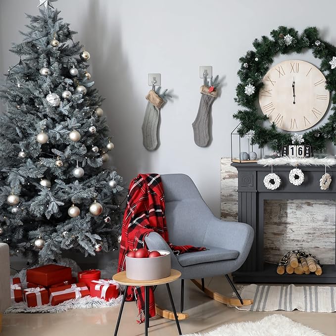 VIS'V Adhesive Towel Hooks, Waterproof Shower Wall Stick on Hooks, 2 Extra Adhesive Strips, Silver, 4 Pcs