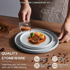 Plates and Bowls Sets, Onader 16 Pieces Stoneware Dinnerware for 4, Kitchen Dinner Dish Set with Pasta Bowl, Ceramic Dishware Dining Ware, Microwave & Dishwasher Safe - Slate Gray