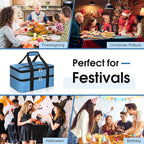 Double Insulated Casserole Carrier, Portable Casserole Carrier for Hot or Cold Food Lunch Tote Warmer or Cooler Bag, Lasagna Lunch Bag for Potluck Parties- Fits 9" x 13" Baking Dish-Azure