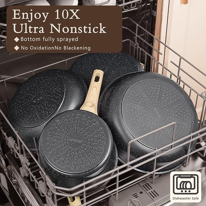 GIPP 22 Piece Ceramic Nonstick Pots and Pans Set- Cookware Non Stick Set, Non-toxic Healthy Kitchen Cooking Set w/Frying Pans Set, Dishwasher Safe, PFAS PTFE PFOA PFOS Free