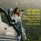 Wagan EL6101 12V Travel Car Heated Mug Portable 16oz Stainless Steel Anti-Spill Lid Slip Resistant Base Car Coffee Warmer Coffee Cup (Black)