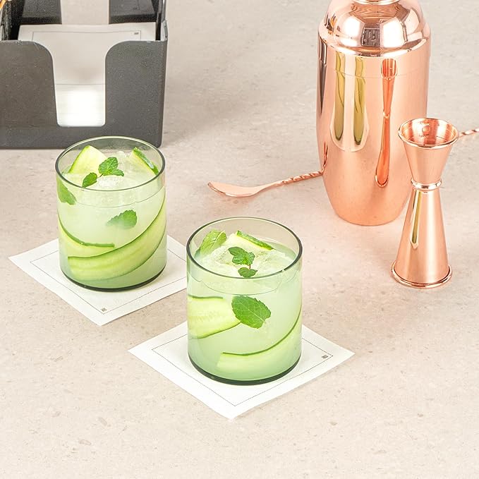 Restaurantware-Vetri 10 Ounce Old Fashioned Glasses, 24 Dishwashable Whiskey Glasses - No-Lead, Durable, Green Glass Tumblers For Scotch, For Drinking Liquor, Cocktail, Bourbon, Cognac, And More