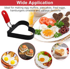 3.5 Inch Heart Egg Rings for Frying Eggs with Foldable Handle, 2 Pack Stainless Steel Heart Egg Shaper, Eggs Mcmuffin Ring Mold for Camping Pancake Sandwiches