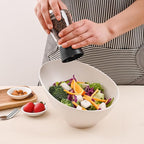 Bamboo Fiber Salad Bowls, 2 Packs Serving White, Compostable 33 Ounce Elegant White Angled Bowls for Salad, Pasta, Soup, Prep, Ideal for Home and Restaurant