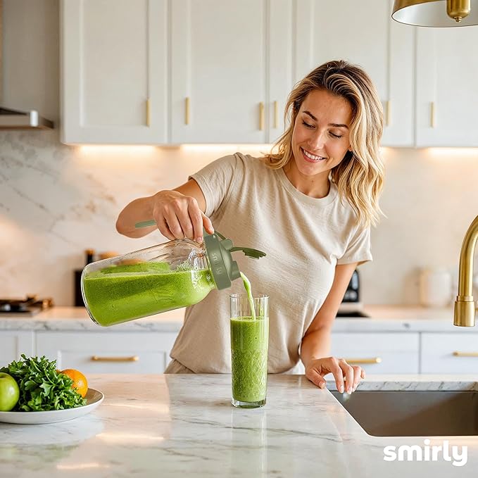 SMIRLY 64 oz Mason Jar Pitcher,Glass Pitcher with Wide Mouth,Water Jug with Double Leak Proof Lid for Iced Coffee,Hot Water,Breast Milk