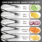Mandoline Slicer for Kitchen, Adjustable Stainless Steel Vegetable Slicer and Chopper, Food Slicer with Julienne Cutter, Potato, Onion, Tomato, Cucumber and Salad Chopper with Safety Gloves