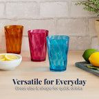 US Acrylic Optix Mini Plastic Reusable Drinking Glasses (Set of 8) 8oz Juice Cups in Jewel Tone Colors | BPA-Free Tumblers, Made in USA | Top-Rack Dishwasher Safe