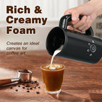 Milk Frother and Steamer, Electric 4-in-1 Hot and Cold Foam Maker, Automatic Milk Warmer with Two Whisks for Latte Cappuccino Hot Chocolate, 10.1oz/300ml, Black