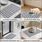 Large Stone Dish Drying Mat for Kitchen Counter, 24"×16"- Quick Drying Diatomaceous Earth Mats for Multi - Purpose, Eco-Friendly ,Super Absorbent, Foldable ,Non-Slip