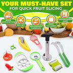 10 Pcs Fruit Slicer Set Fruit Cutting Tools - Pineapple Corer and Slicer Kiwi Cutter Apple Slicer and Corer Cantaloupe Cutter Strawberry Huller Watermelon Cutter Slicer Tool - Banana Cutter Slicer