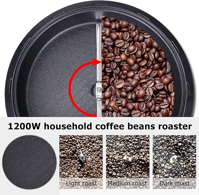 JIAWANSHUN Electric Coffee Roaster Machine 500g Coffee Bean Roaster 0-240℃ Non-Stick Home Peanut Beans Roaster 1200W 110V