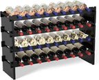 Domax Wine Rack Freestanding Floor - 36 Bottle Wooden Stackable Wine Storage Holder for Cabinet, Bar, Pantry and Cellar 33.5 inch Wide(Black)