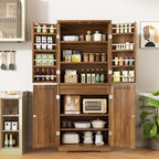 Shintenchi Kitchen Pantry Cabinet, Freestanding Farmhouse Storage Cabinet with 8 Door Shelves, 2 Cabinets and 1 Drawer, Tall Cupboard for Kitchen, Living Room, Dining Room and Bathroom, Rustic Brown