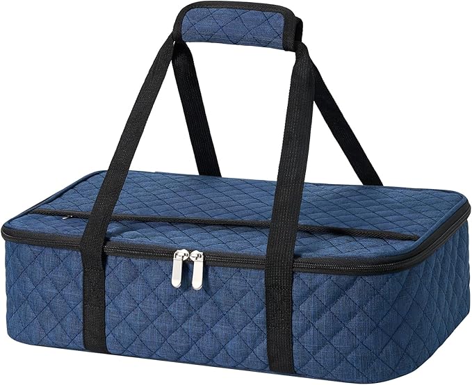 Lunch Bag - Large Insulated Casserole Carrier, Reusable Lunch Box for Men/Women, Insulated Lunch Bag Leakproof Lunchbox for Men Adults Work Picnic Hiking Beach(Navy Blue) 17.12" x 11.42"