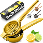 Zulay Kitchen Lemon Squeezer Stainless Steel - Premium Quality, Heavy Duty Solid Metal Squeezer Bowl - Large Manual Citrus Press Juicer and Lime Squeezer Stainless Steel - Gold