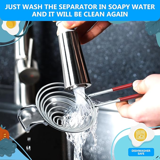 Egg Separator for Raw Eggs - Egg Yolk Separator Kitchen Gadget Yolk Remover Stainless Steel Gadget for Raw Eggs & Cake Baking White Filter | Convenient Design