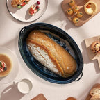 Turkey Roaster Pan 18in Roasting Pan With Lid Enamel Carbon Steel Roaster Pot with 16in Inner Diameter,18 Pound Large Capacity High Temperature Resistance Oval Cookware