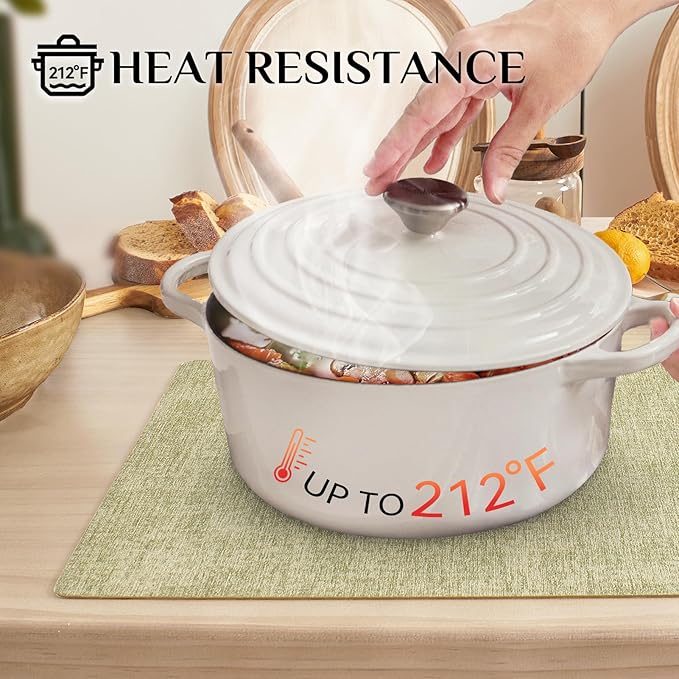 Softalker Vinyl Placemats Set of 4 - Faux Leather Heat Resistant Place Mats, 100% Waterproof Oilproof Wipe Clean Table Mats for Indoor & Outdoor Use, 17’’×12’’, Grass Green