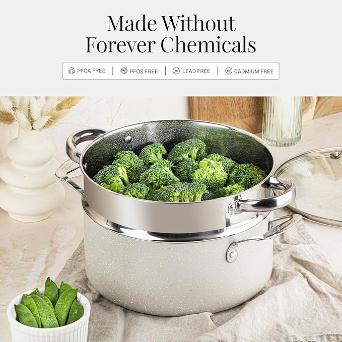 Granitestone 20 Pc Ceramic Cookware Set Nonstick, Complete Pots and Pans Set Non Stick for Kitchen with Bakeware, Cooking Utensils & Steamer, Non Toxic Made Without PFOA PFOS, Oven & Dishwasher Safe