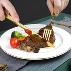 Gold Silverware Set, OGORI 30-Piece Gold Forged Stainless Steel Flatware Set with Square Handle, Service of 6