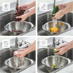 18/8 Stainless Steel Microwell Colander, 3.5QT Large Capacity with Handle Kitchen Food Strainer Basket for Washing Vegetables, Fruits, Rice, and Pasta (primary colour, 3.5QT)