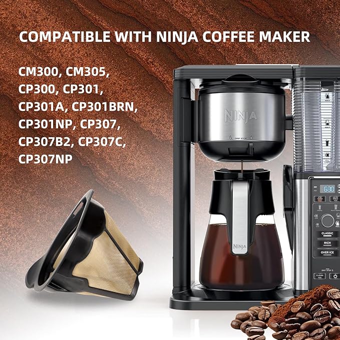 Replacement Parts Cone Reusable Coffee Permanent Filters Compatible with Ninja Coffee Maker CM300 CM305 CM360 CM371 CM400