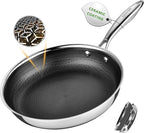9.5" Non Stick Frying Pans, Stainless Steel Pan, Ceramic Skillet with Stay-Cool Handle, Non Toxic, PFAS PFOA PTFE Free, Dishwasher Safe, Induction, Compatible with All Cooktops