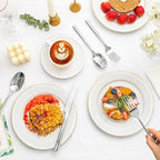 KINGSTONE 65-Piece Silverware Set with Serving Utensils, Forged Flatware Set Cutlery Set Premium Stainless Steel, Service for 12, for Home, Wedding, Party, Mirror Polished and Dishwasher Safe