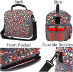 FlowFly Double Layer Cooler Insulated Lunch Bag Adult Lunch Box Large Tote Bag for Men, Women, With Adjustable Strap,Front Pocket and Dual Large Mesh Side Pockets