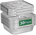 8x8 Aluminum Pans with Lids - 30 Pack Disposable Baking Square Aluminum Foil Pans with Covers - Tin Foil Pans for Air Fryer, Oven, Cooking