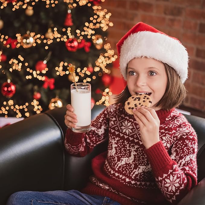 30 Pcs Christmas Drink Stirrers Xmas Stir Stick Holiday Coffee Swizzle Stick Reusable Plastic Hot Cocoa Bar Chocolate Decoration Cocktail Mixer(Gingerbread Couple,Elegant Color)