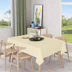 sancua Square Tablecloth - 54 x 54 Inch - Stain and Wrinkle Resistant Washable Polyester Table Cloth, Decorative Fabric Table Cover for Dining Tables, Buffet Parties and Camping, Beige