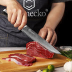 Sunnecko Damascus Kitchen Knife 8 Inch Carving Knife for Meat Slicing Knife Japanese VG10 Steel,Full Tang