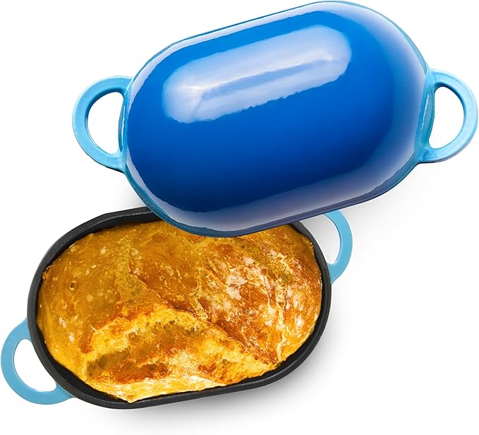 LoafNest: The Original Breadbaking Dutch Oven. 2 Qt Covered Cast Iron Yeast and Sourdough Baker. Non-Toxic Oven-Safe to 500 F [Casserole only]