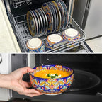 Hasense 18 Pieces Kitchen Dinnerware Sets Service for 6, Bohemian Style Plates and Bowls Set, Ceramic Vintage Tableware Dishes Set, Scratch Resistant Microwave and Dishwasher Safe, Assorted Color