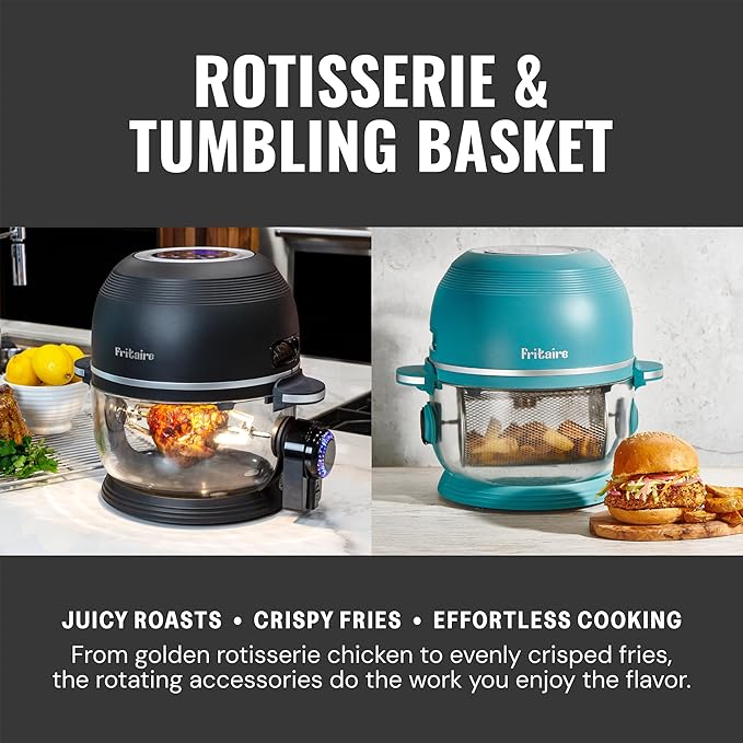 Non Toxic Air Fryer™ - Glass AirFryer 5 Quart w/ 360 Visibility, Self-Cleaning, 400F Vortex Air Fryer for Even Cooking, BPA-Free Teflon Free, 6-in-1 Functions, Rotisserie, Roast, Bake, Lavender