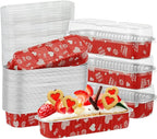 50 Pcs Valentine Mini Loaf Pans With Lids, 6.8oz Rectangle Aluminum Foil Baking Cups Muffin Tins Disposable Mini Cake Pans for Wedding Party Decoration Supplies