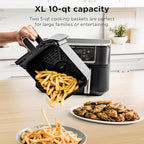 Ninja | Air Fryer | Finish Cooking Multiple Foods at the Same Time | 6-in-1 (Air Fry, Broil, Roast, Keep Warm, Dehydrate, Bake) | Fit up to 8lb Chicken Wings in the two 5 QT Baskets | DZ302