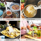 P&P CHEF Silicone Cooking Utensils Set of 7, Heat-proof Kitchen Utensils Set for Nonstick Cookware, Non-stick Spatula, Slotted Turner, Soup Ladle, Pasta Server, Spoon for Cooking Serving - White